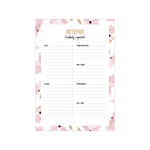 Notepad Layered Petals pink A5 noteblock | Studio Stationery