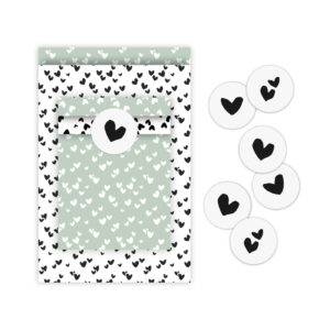 Cadeauzakjes pakket Solo Hearts wit/zwart | ConceptWrapping