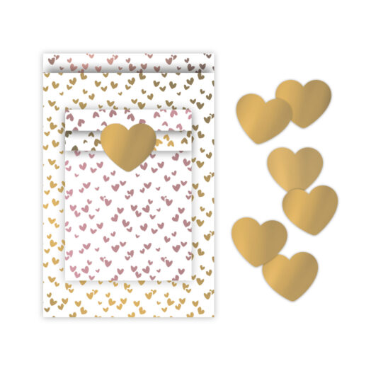 Cadeauzakjes pakket Solo Hearts goud | ConceptWrapping