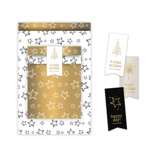 Cadeauzakjes pakket Super Stars wit/zwart | ConceptWrapping