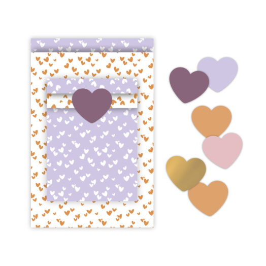 Cadeauzakjes pakket Solo Hearts roest/wit | ConceptWrapping